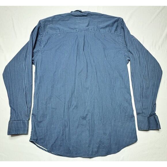 Rafter C Pro Flex 45 Performance Mens LS Blue Geo Print Button Up Shirt - Size M - Picture 2 of 6